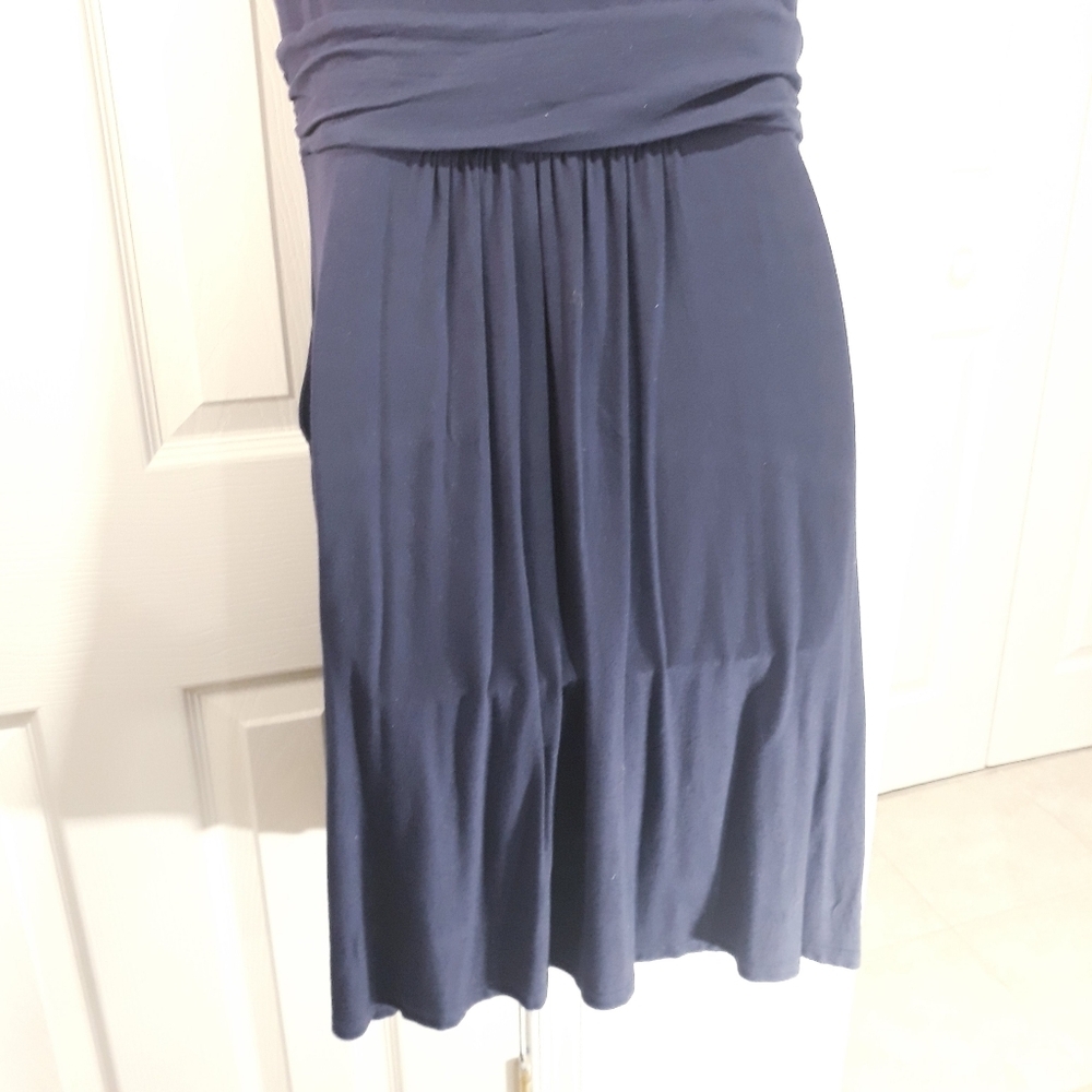Boden Navy Wrap Midi Dress Short Sleeve Lightweight Size 10 Petite - Picture 10 of 13